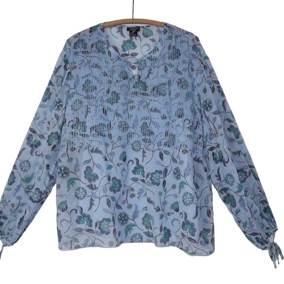 DUE Per DUE for HSN Women Plus size 100% Silk 2X Long Sleeves Blouse - Picture 1 of 9